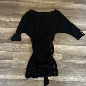 White House Black Market Black Dress with Button Accents